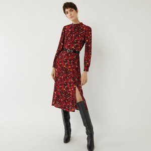 Warehouse FLORAL LEOPARD MIDI DRESS